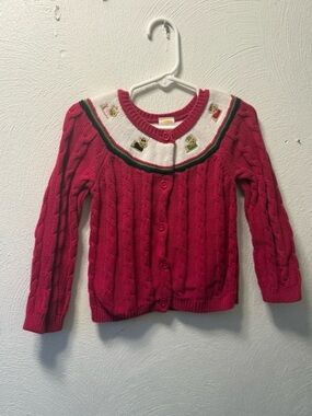❤️Vintage Vibes Gymboree Puppy Dog Knit Cardigan 3T Pink Cable Knit Sweater